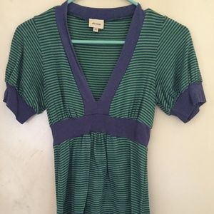 Ella Moss XS Green and  Blue striped top